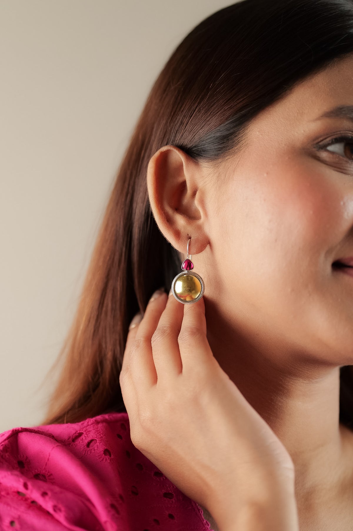 Aadhya Ruby Matte Drop Earrings