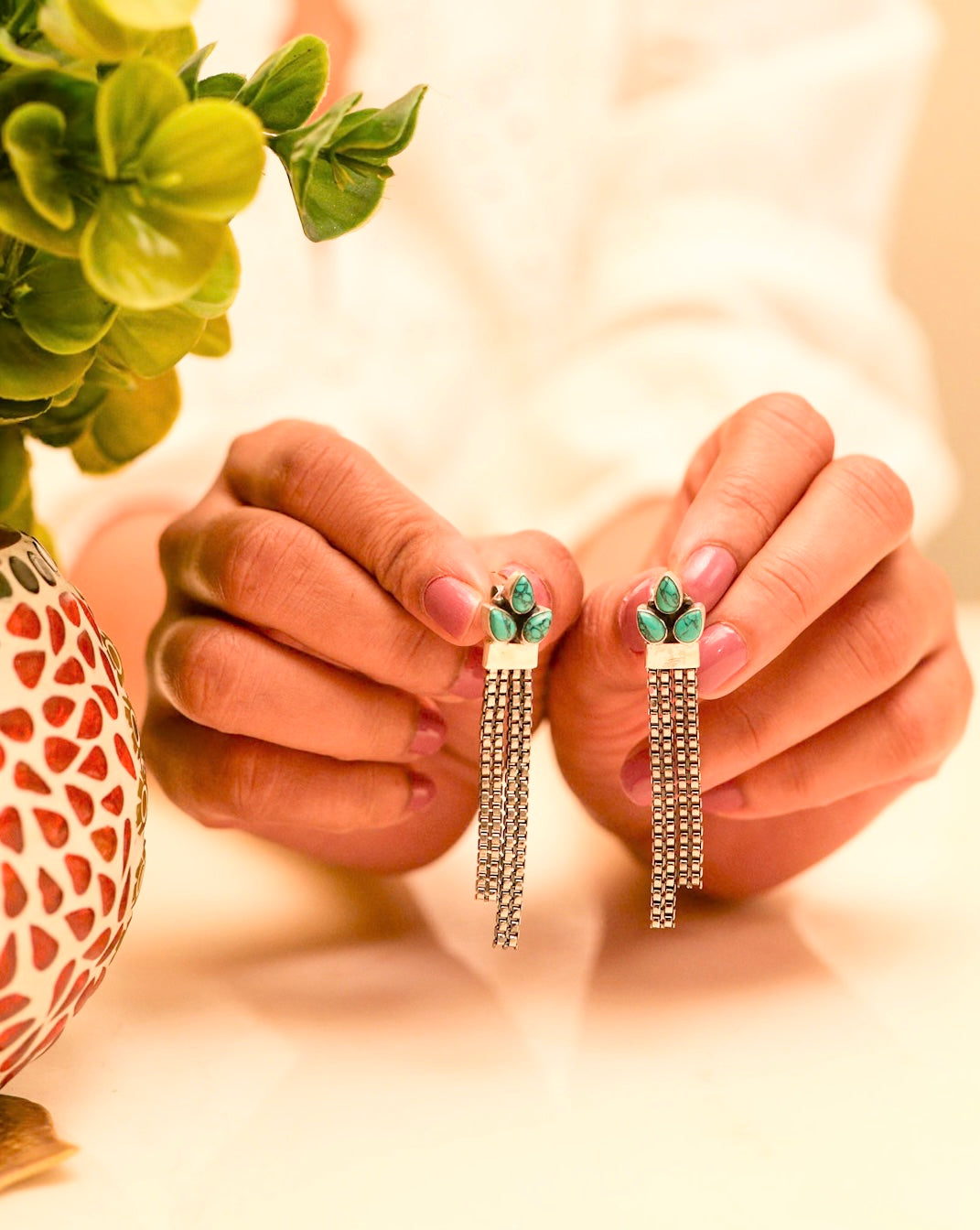 Anokhi Turquoise Petal Drop Earrings