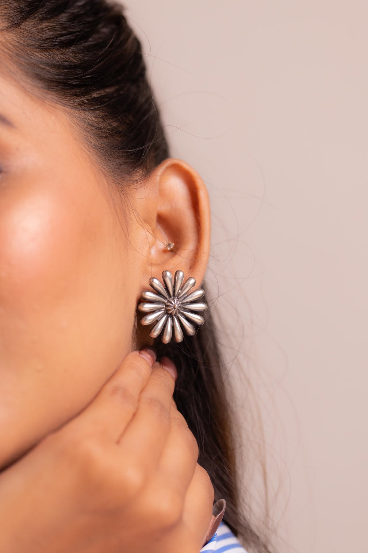 Anokhi Flower Embossed Studs