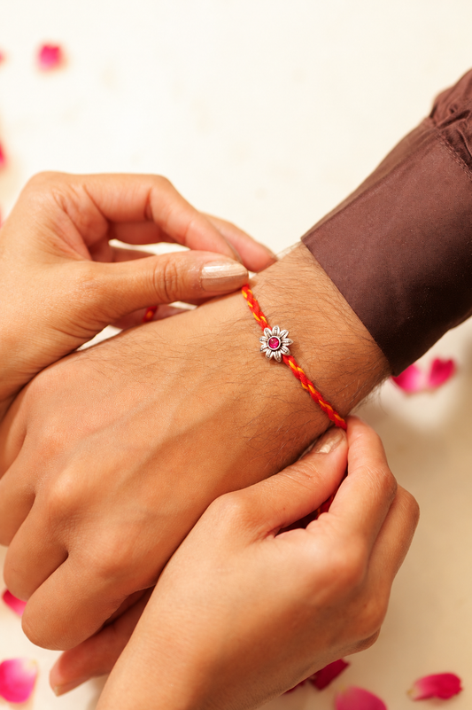 Aadhya Pink Floral Rakhi