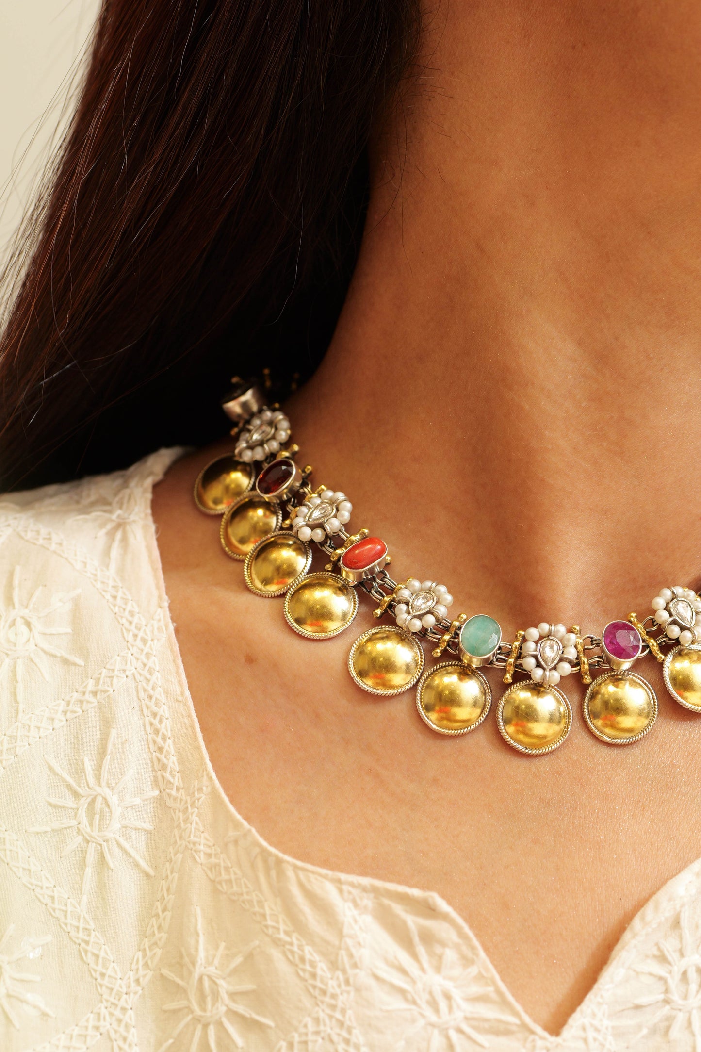Anokhi Navratan Jhalar Pearl Necklace
