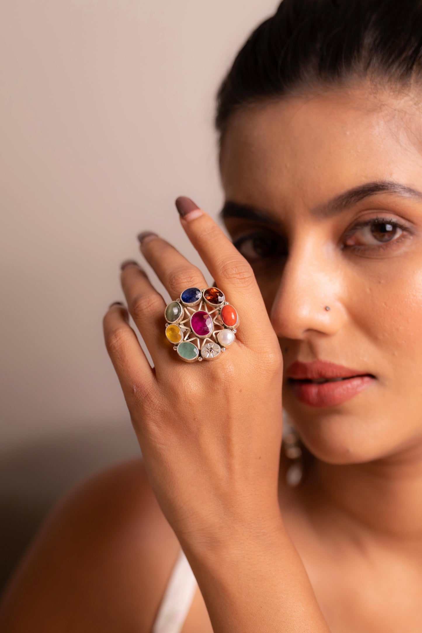 Navratna Statement Cocktail Ring