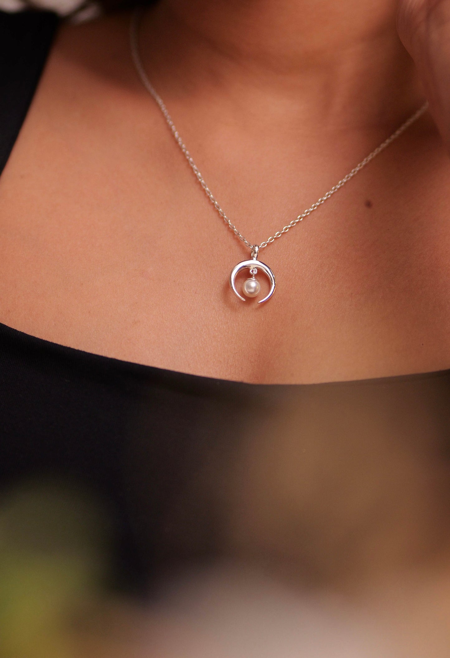 Aadhya Pearl Crescent Pendant