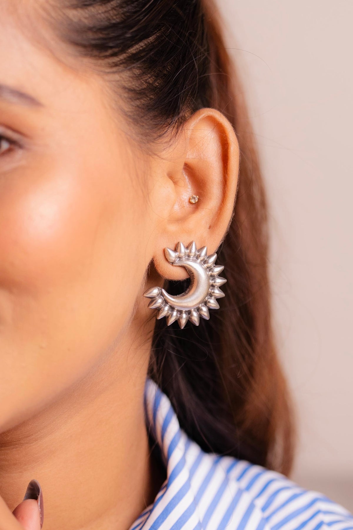 Aadhya Sunray Crescent Studs
