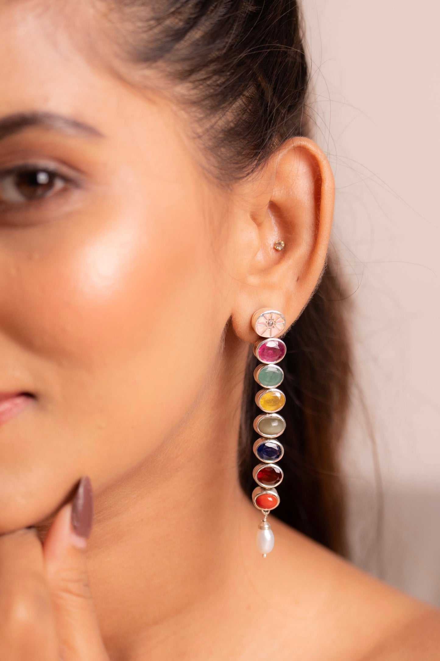 Navratna Celestial Drop Earrings