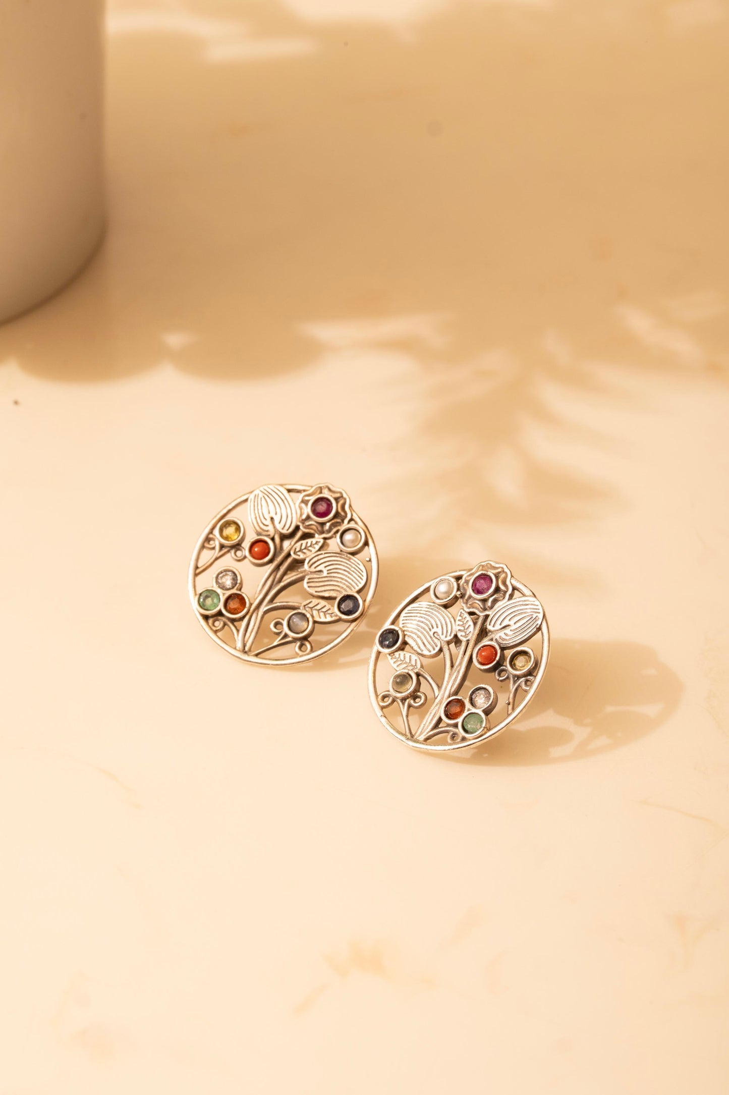 Mishi Navratan Floral Garden Earrings