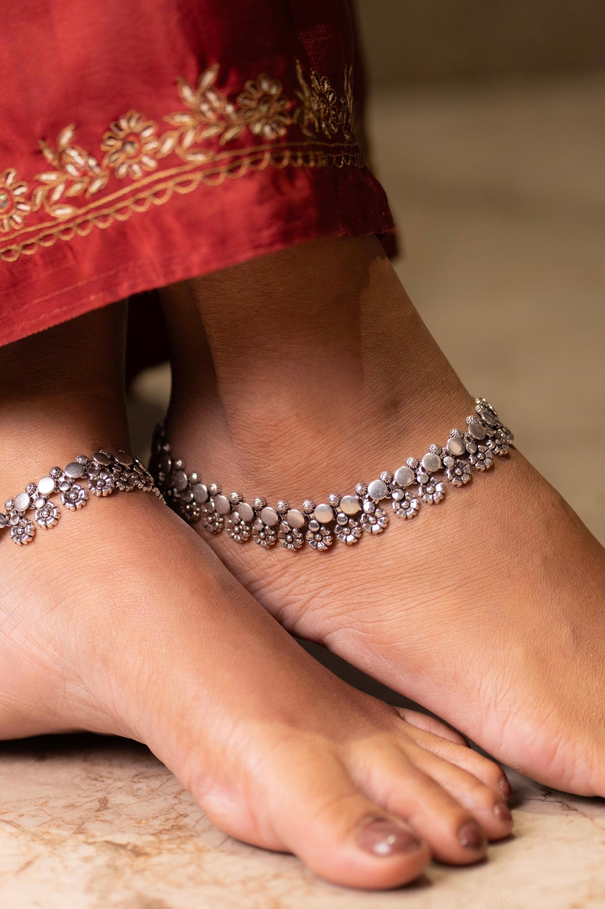 Aadhya Gulbahar Floral Anklet Pair