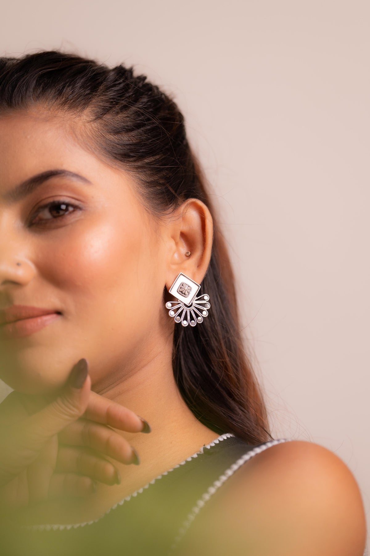 Anaya Square Sunray Drop Earrings
