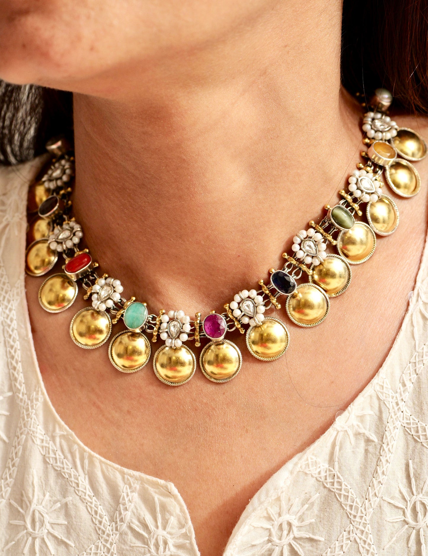 Anokhi Navratan Jhalar Pearl Necklace