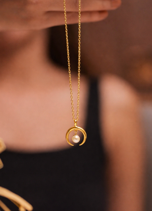 Aadhya Pearl Crescent Necklace