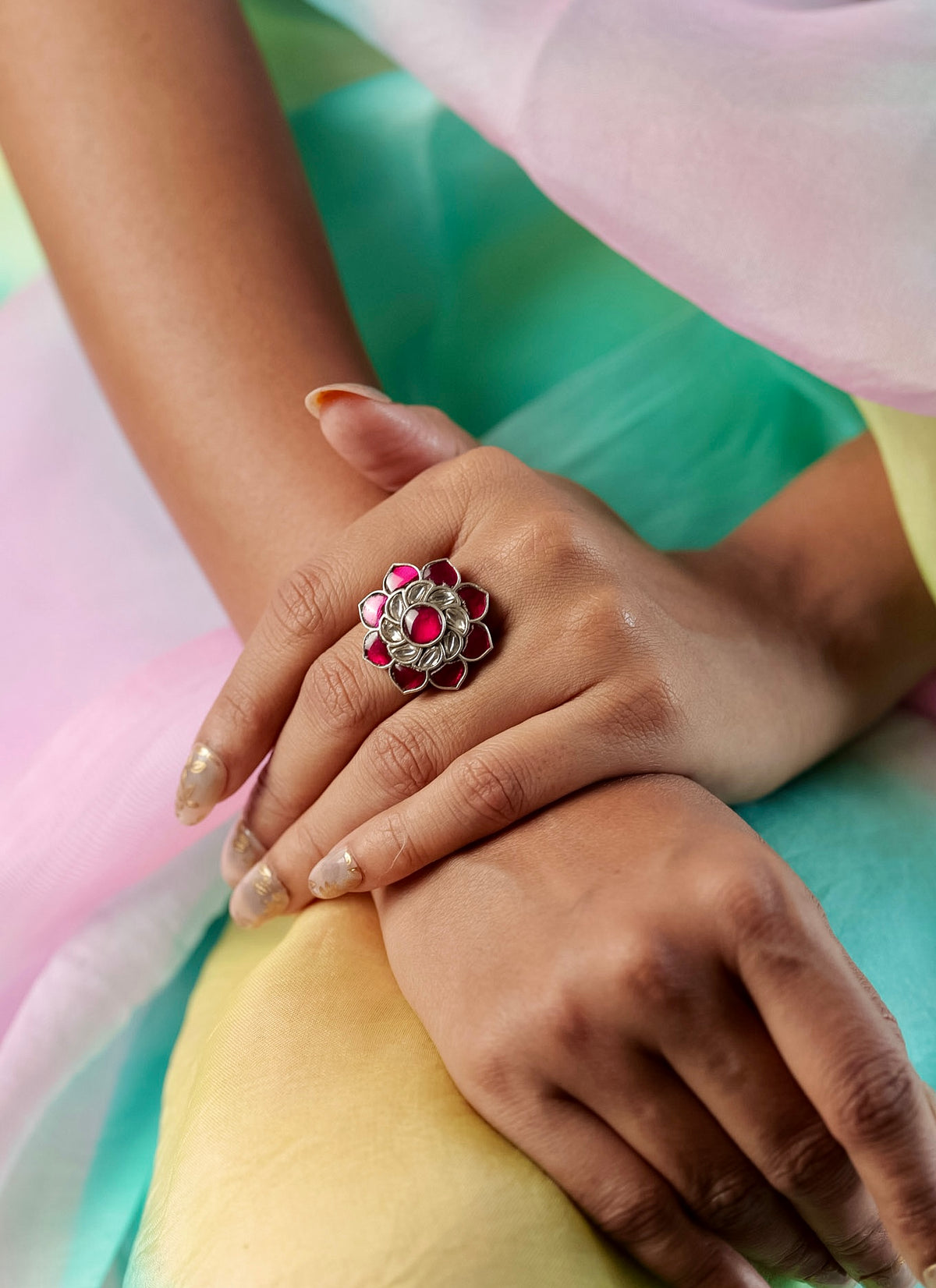 Ruhani Ruby Floral Ring