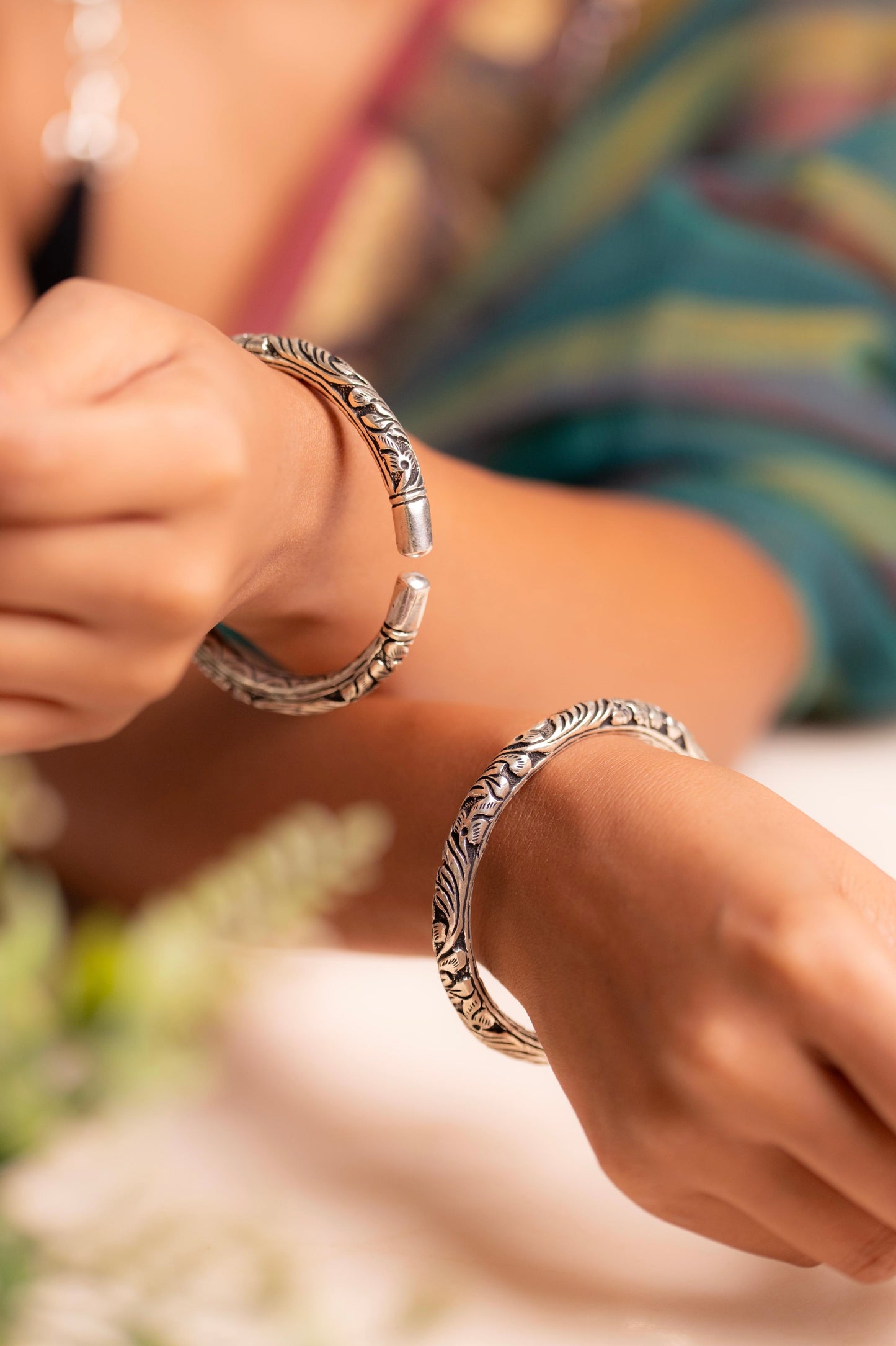Classic Chitai Floral Carved Kada