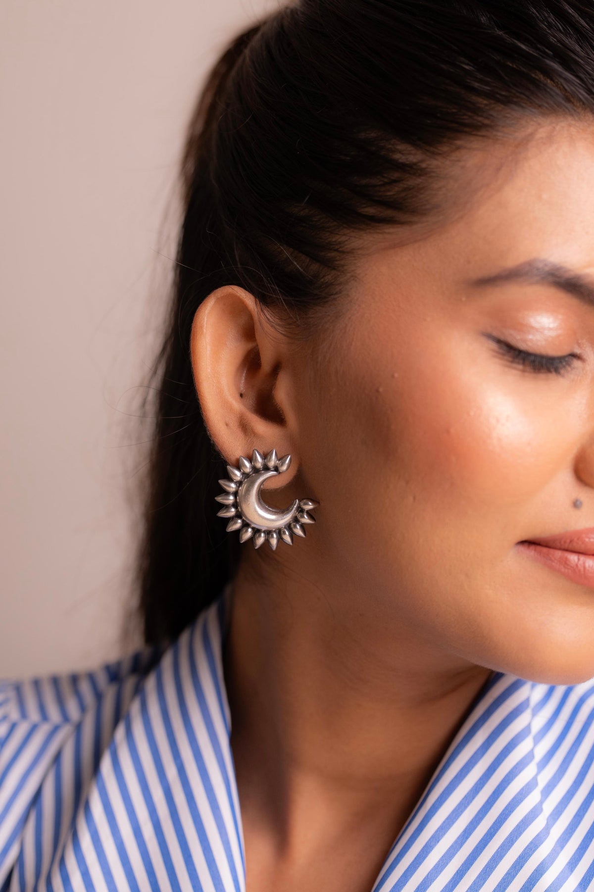 Aadhya Sunray Crescent Studs