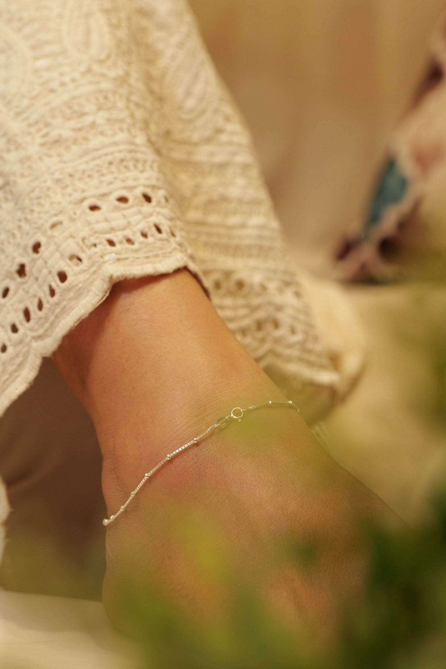 Anaya Intricate Bead Chain Anklet
