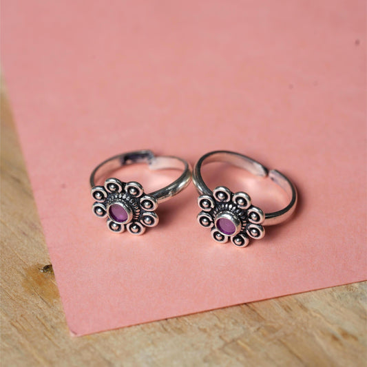 Anokhi Pink Flower Toe Ring