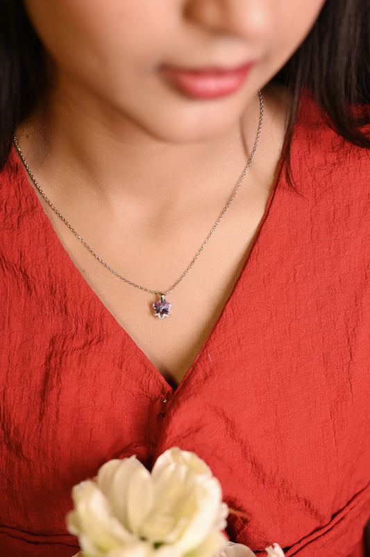 Silver Floral Lilac Necklace