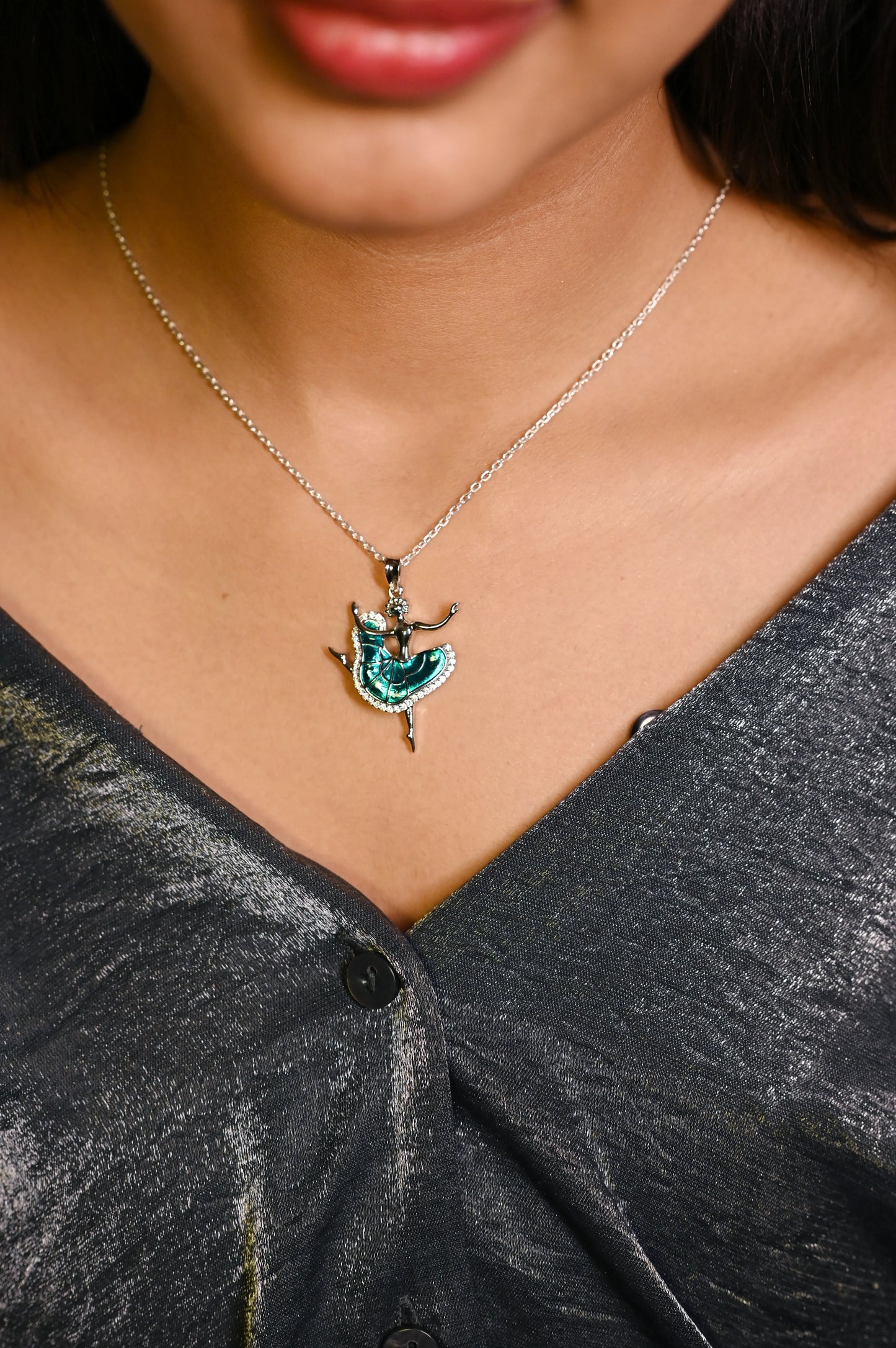 Silver Classic Dancing  Ballerina Pendant