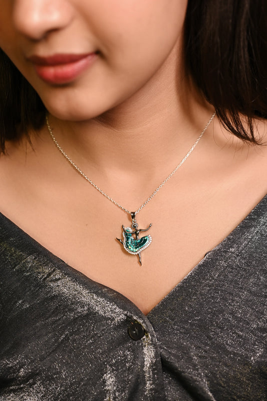 Silver Classic Dancing  Ballerina Pendant