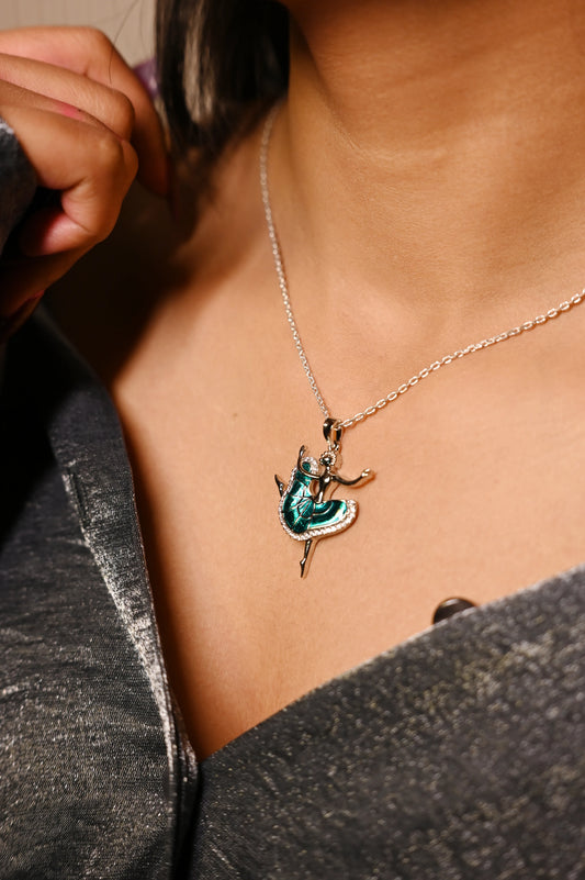 Silver Classic Dancing  Ballerina Pendant