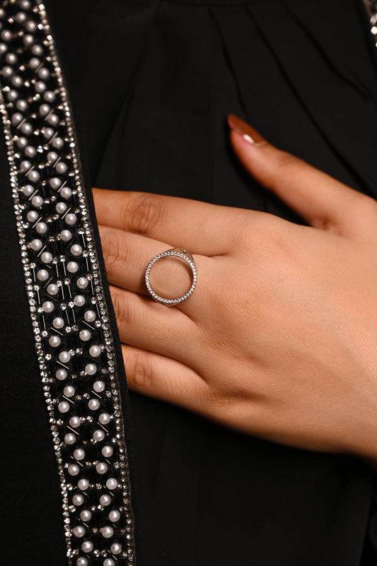 Silver Chandrika Circle Ring