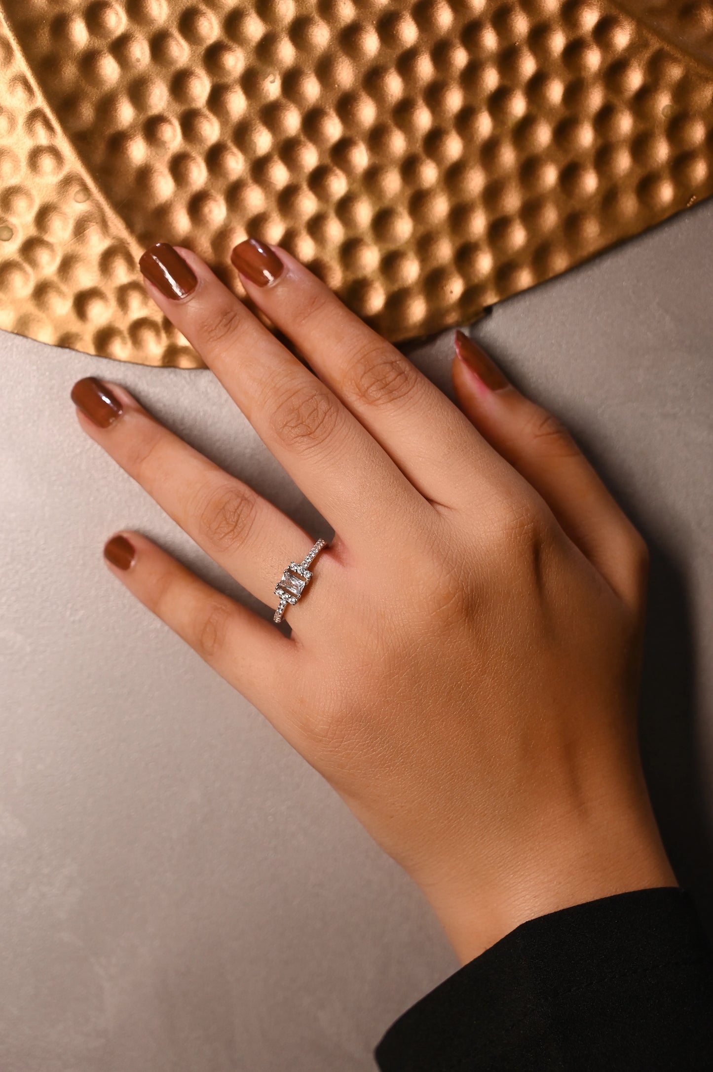 Silver Twin Baguette Sparkle Ring