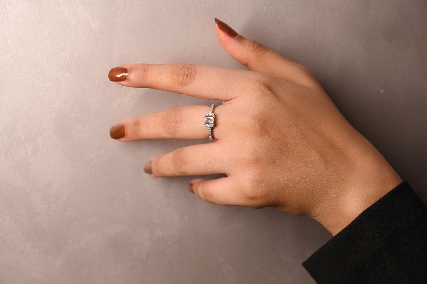 Silver Twin Baguette Sparkle Ring