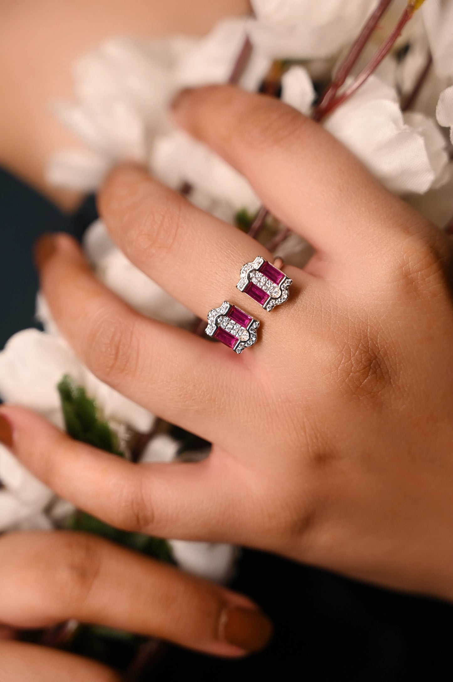 Silver Ruby Glint Ring