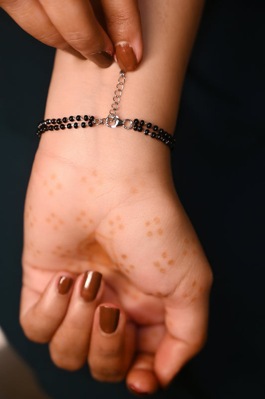 Aadhya Triple Sparkle Silver Mangalsutra Bracelet