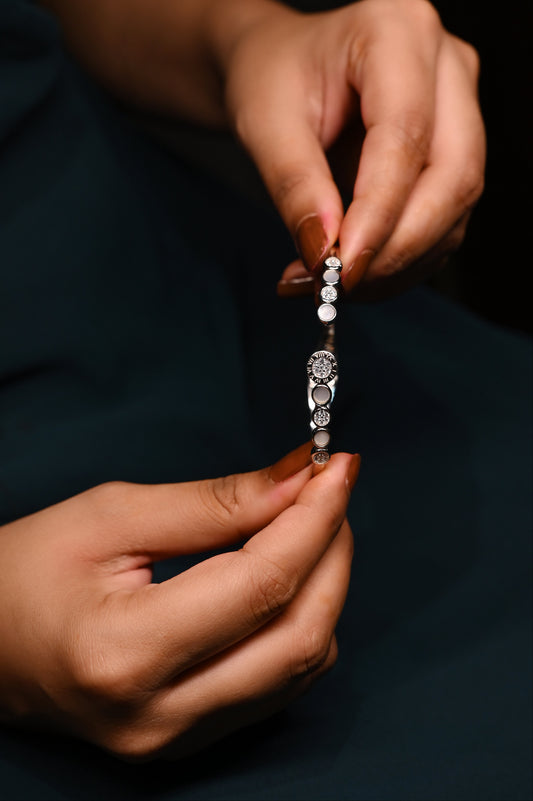 Silver Roman Crystal Circle Bracelet