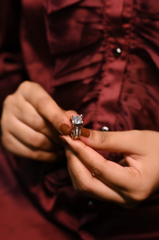 Triple Glow Solitaire Ring