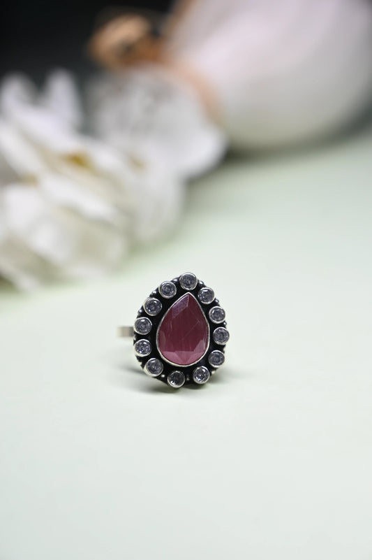 Classic Pink Vintage Teardrop Ring