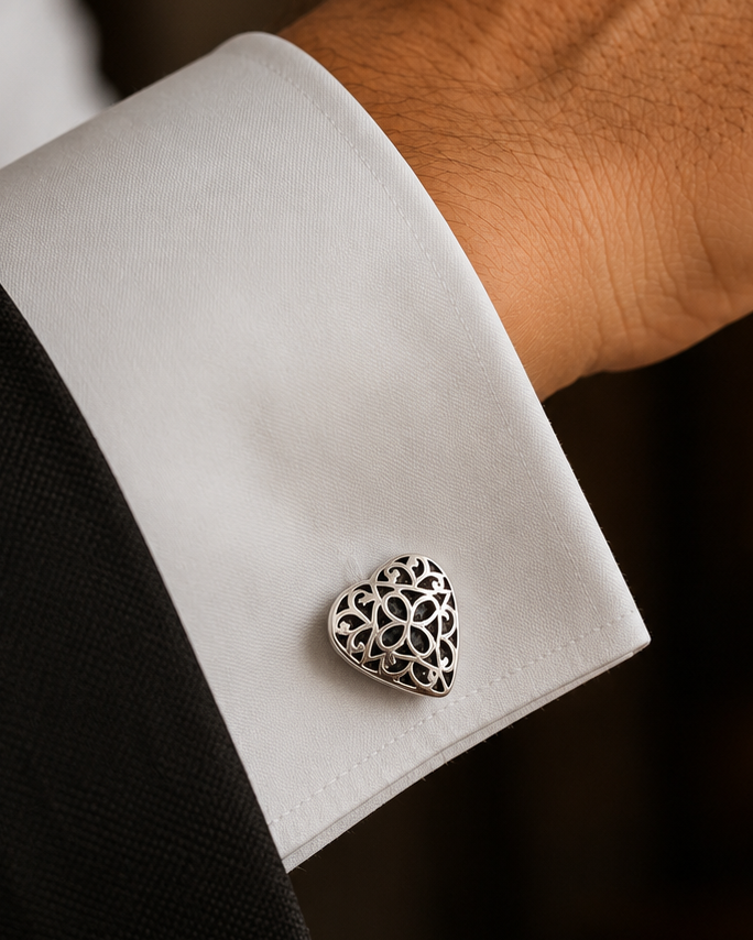Anokhi Midnight Heart Cufflinks