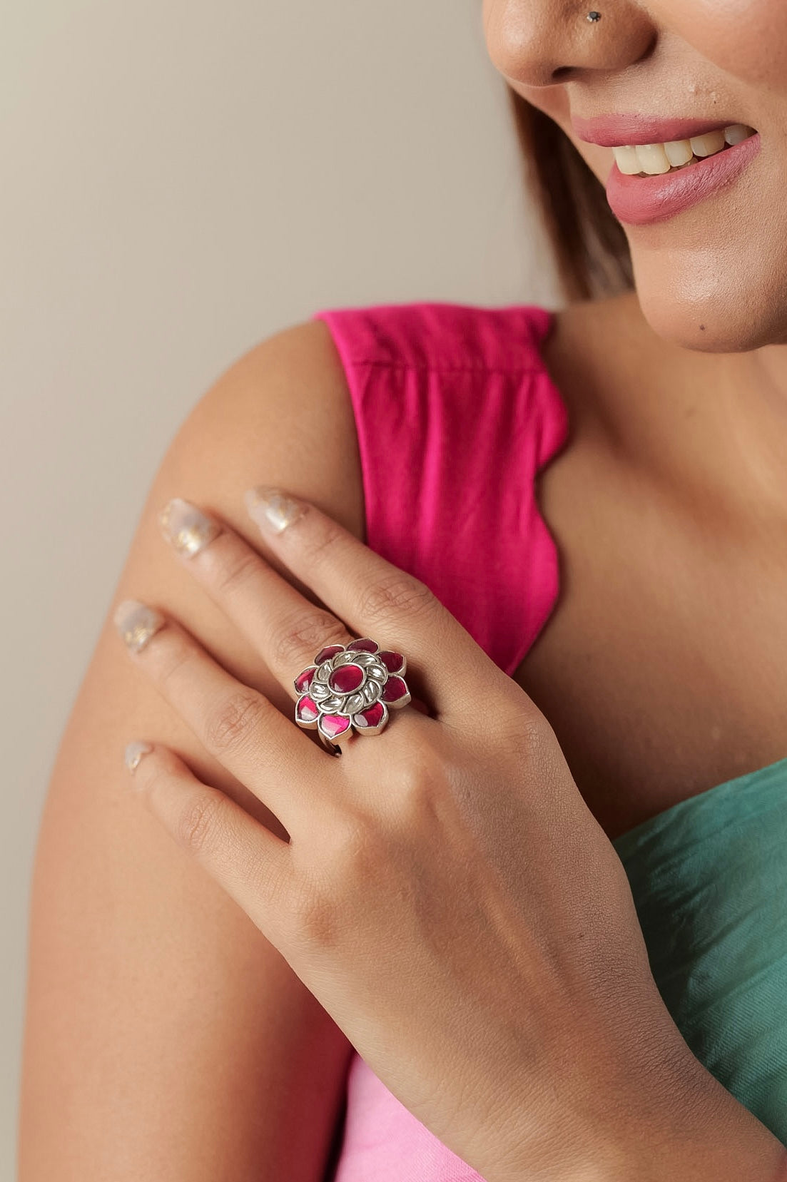 Ruhani Ruby Floral Ring