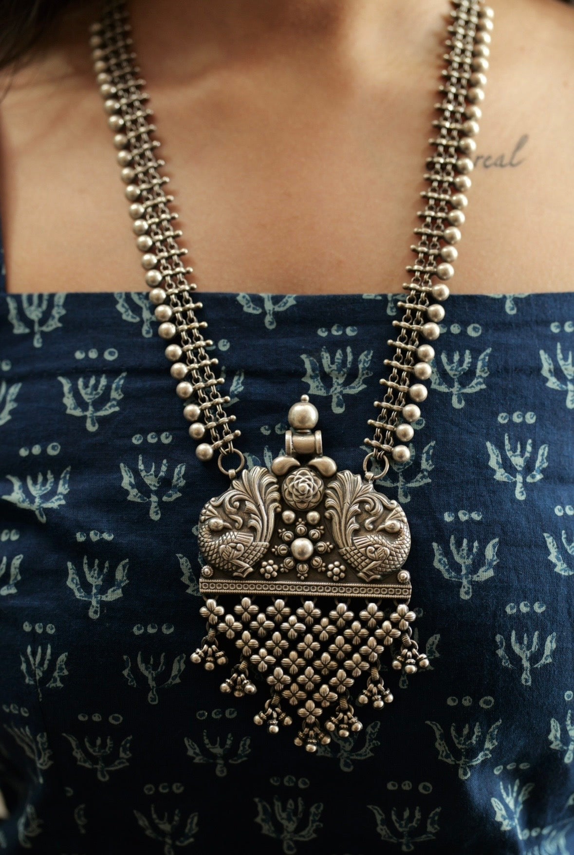 Anaya Peacock Floral Statement Necklace