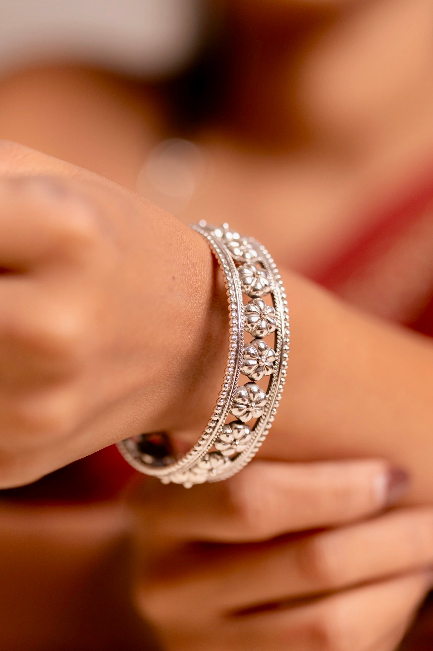 Anokhi Floral Motif Carved Bangle