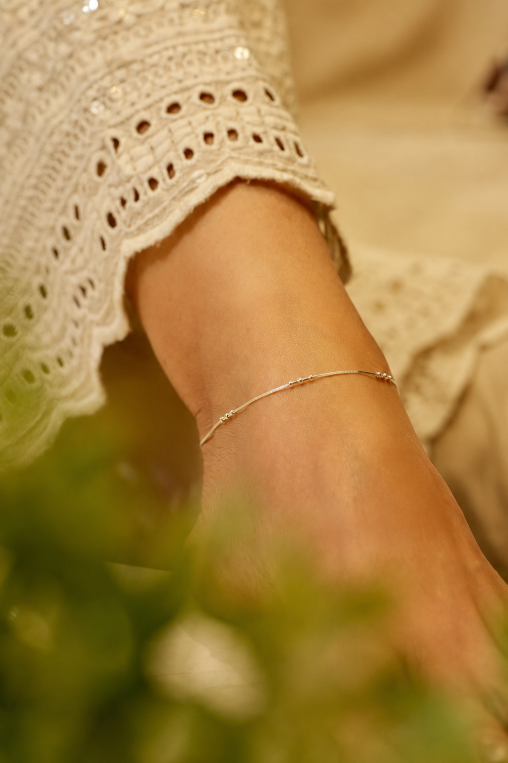 Anaya Triple Bead Anklet