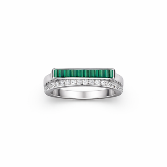 Silver Malachite Spark Ring