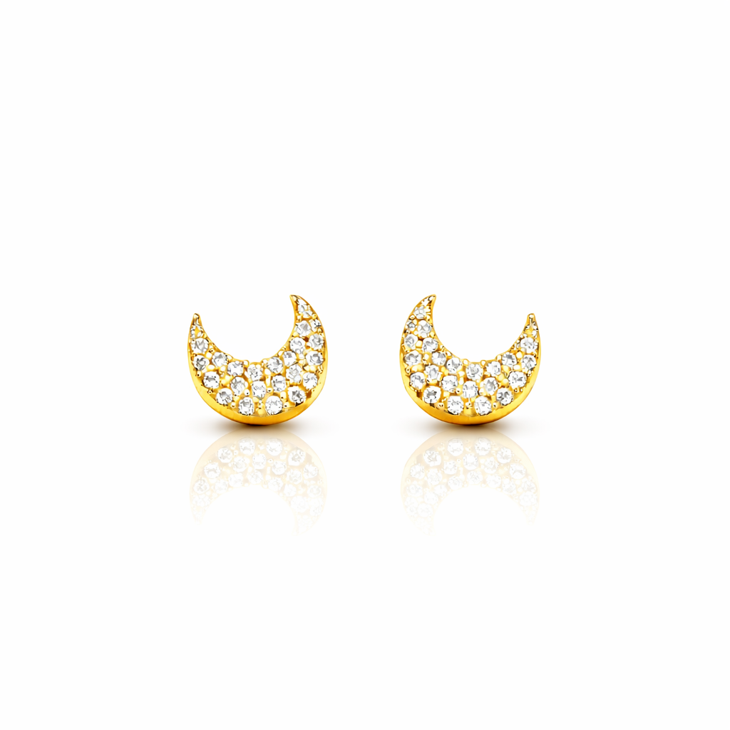 Celeste Diamond Moon Studs
