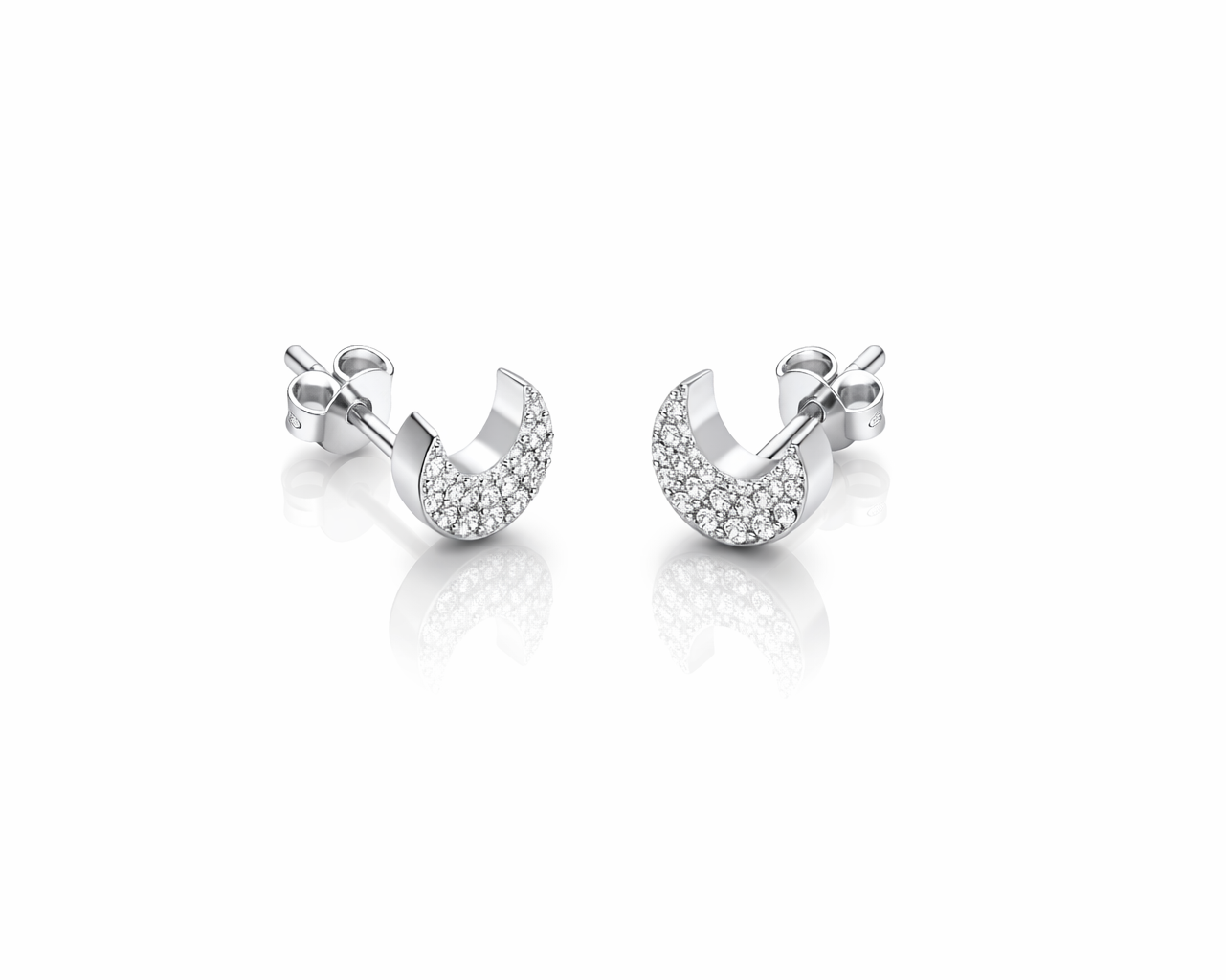 Celeste Diamond Moon Studs
