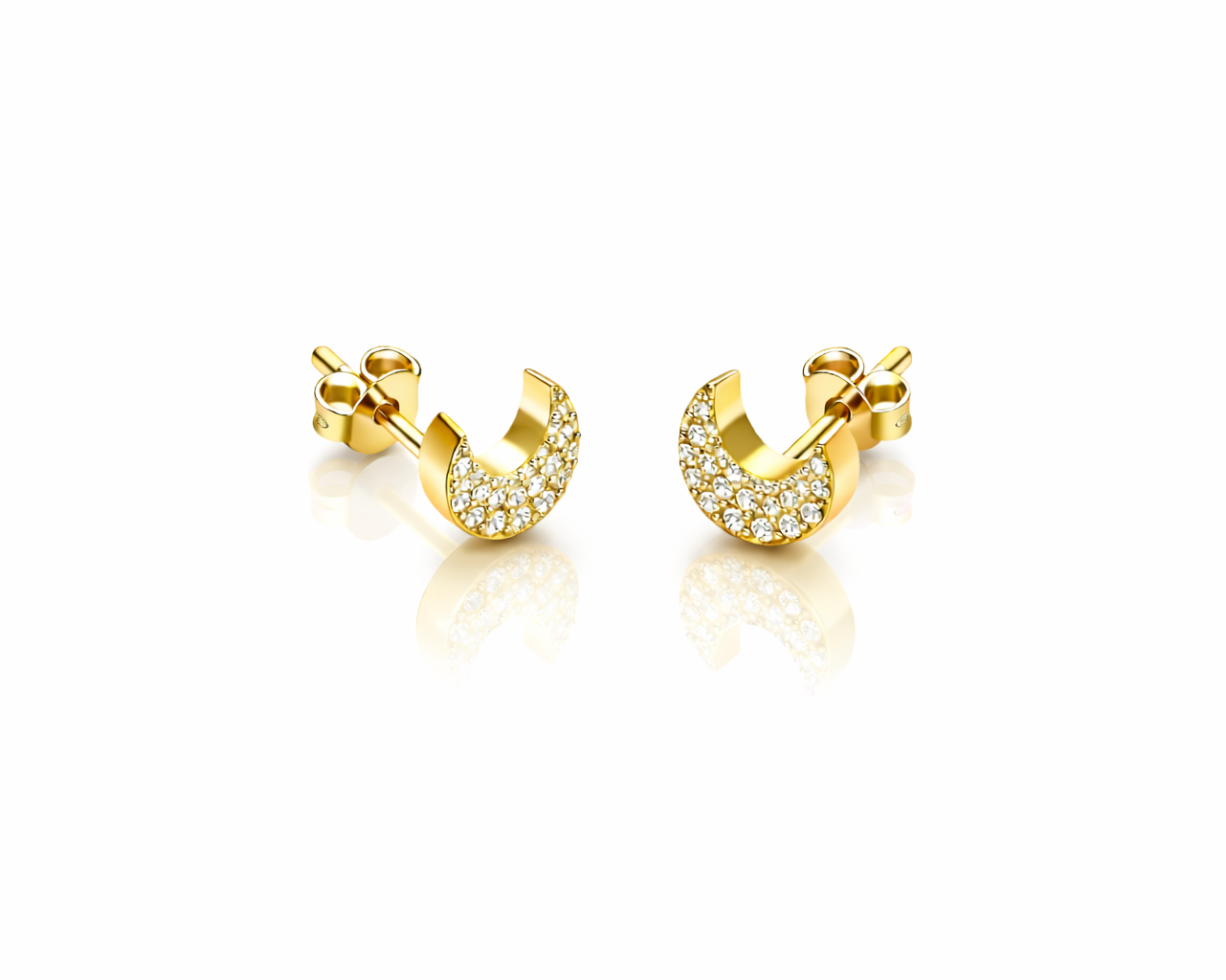 Celeste Diamond Moon Studs