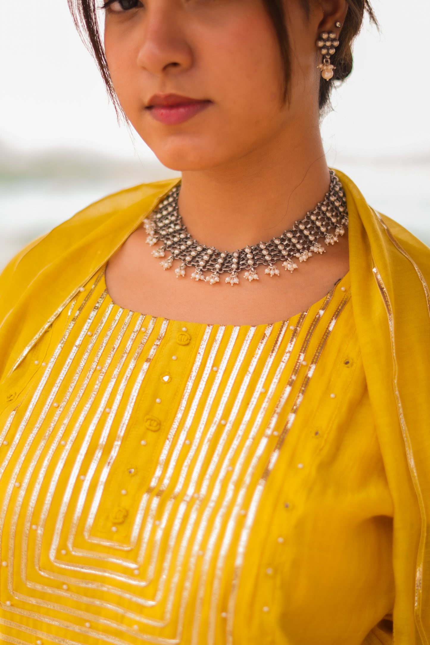 Virasat Intricate Jali Pearl Drop Choker