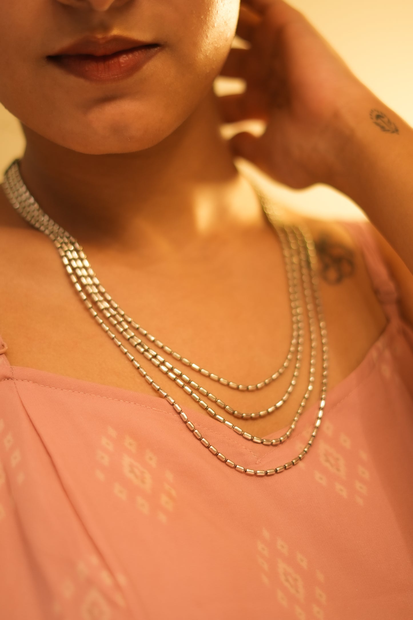 Mishi Fine Layered Floral Motif Necklace