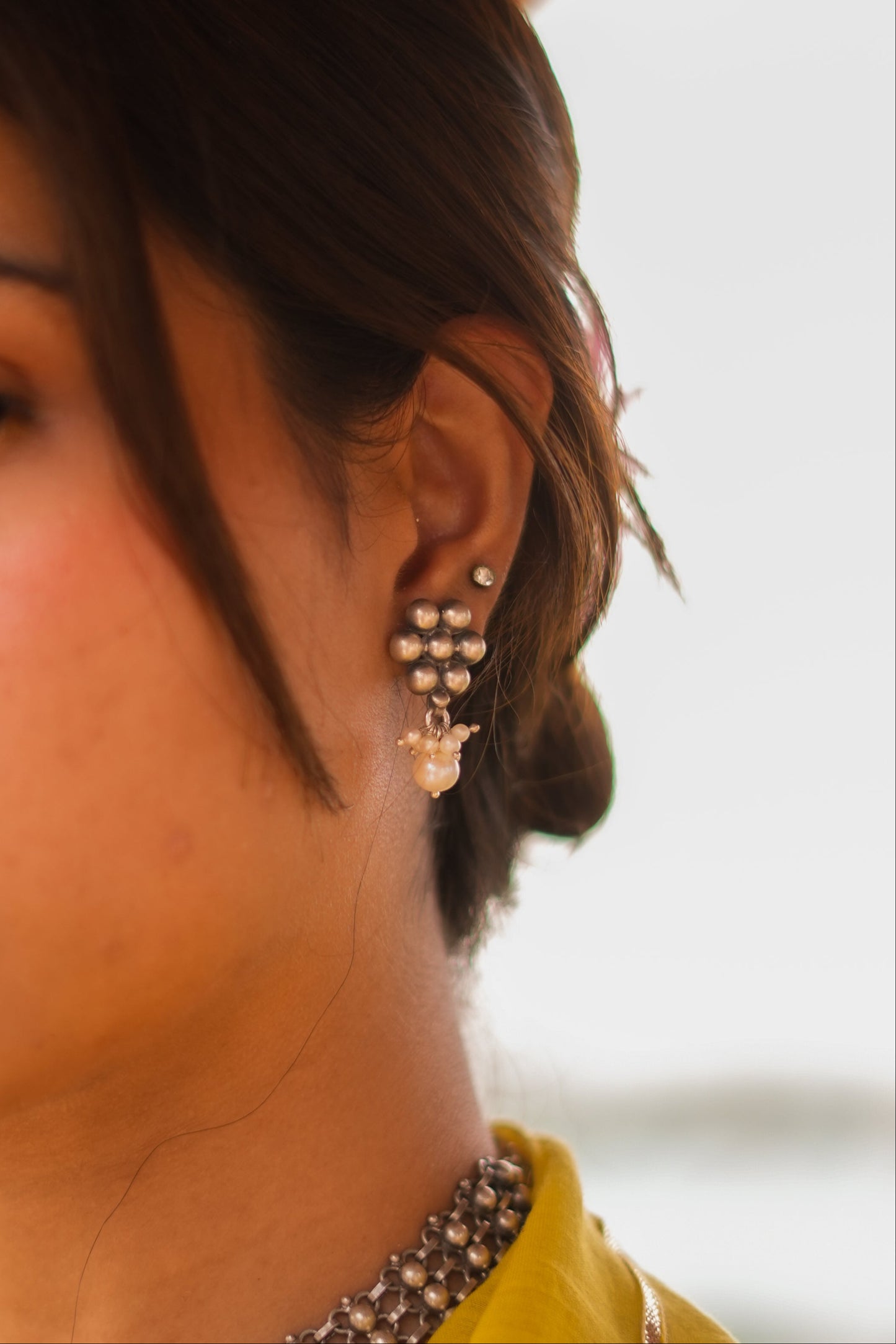 Virasat Floral Pearl Drop Earring