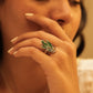 Aadhya Leaf Enamel Necklace Ring Set