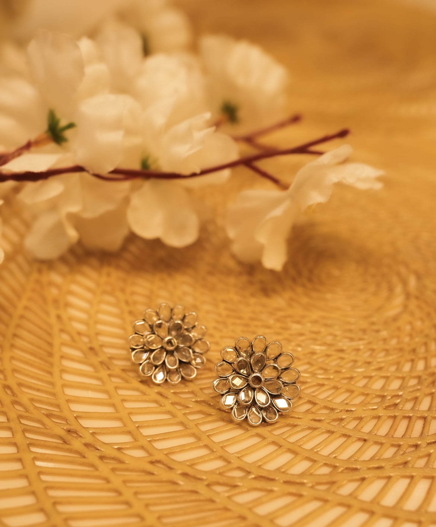 Lustre Flower Twinkling Stud Earrings