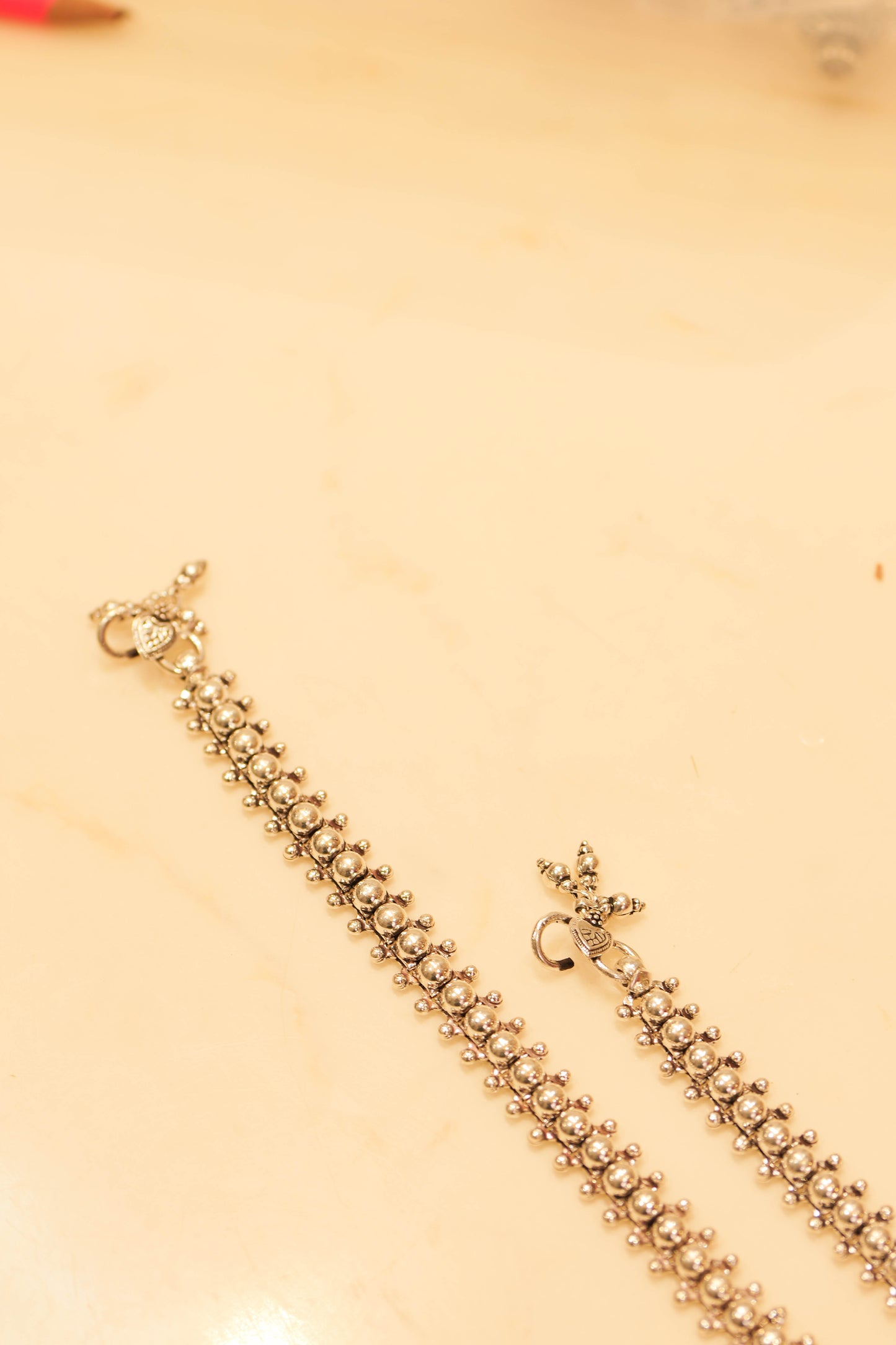 Virasat Embossed Rawa Detailing Anklet Pair