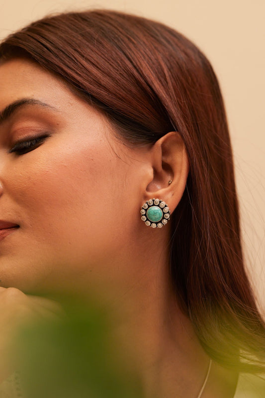 Aadhya Jadau Turquoise Studs