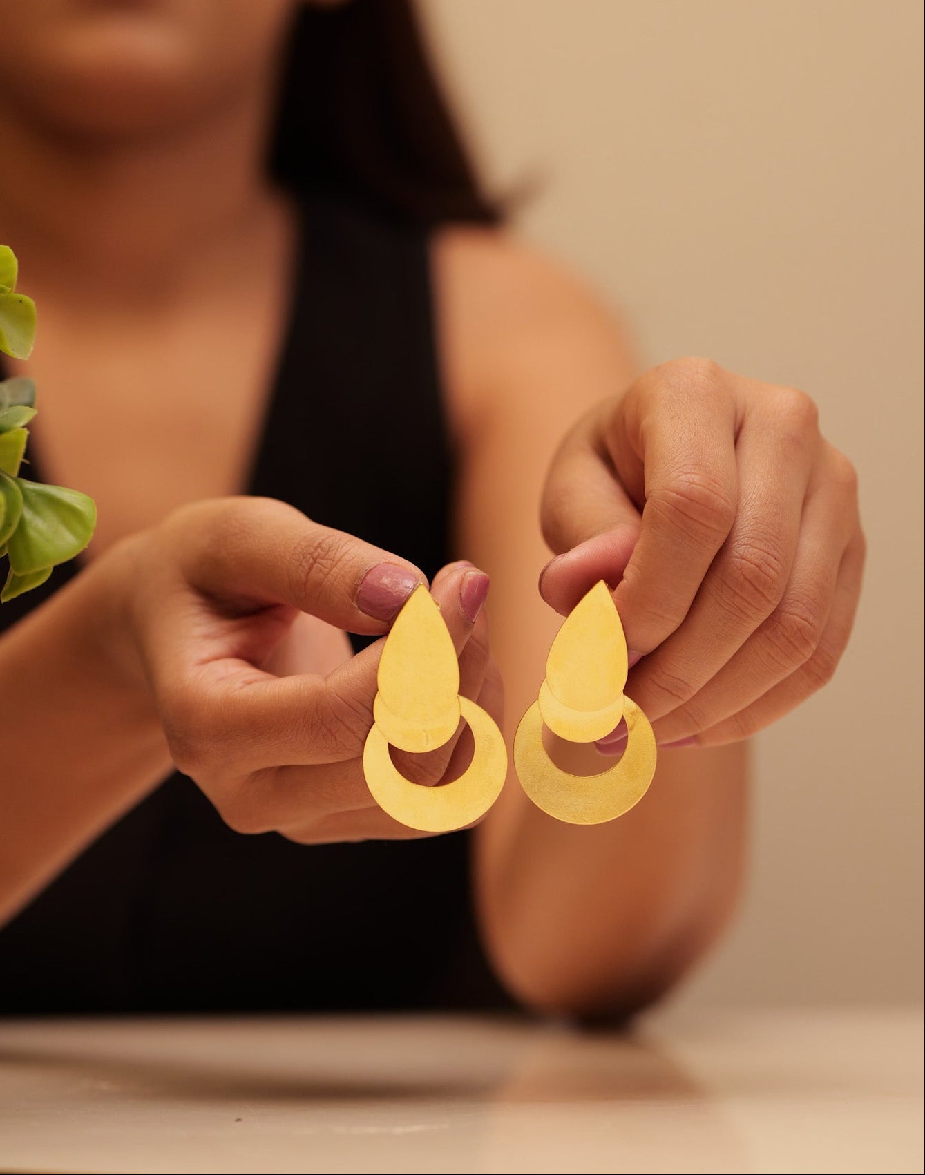 Anokhi Gold Dual-Layer Statement Earring