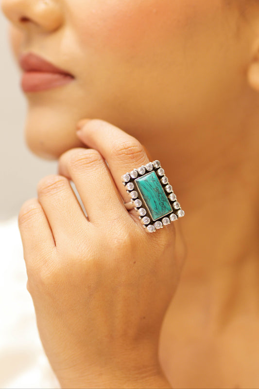 Classic Turquoise Jadau Cocktail Ring