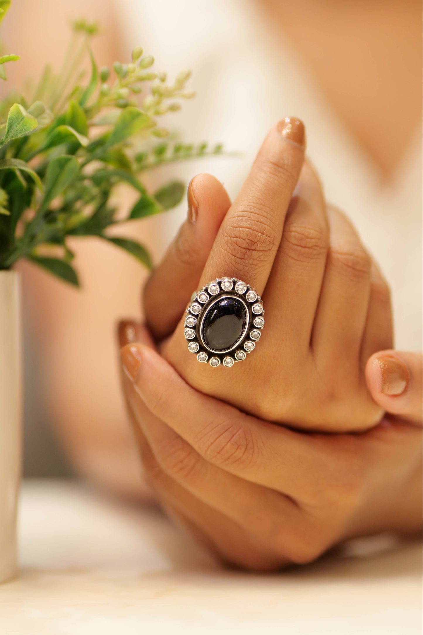 Timeless Black Jadau Cocktail Ring